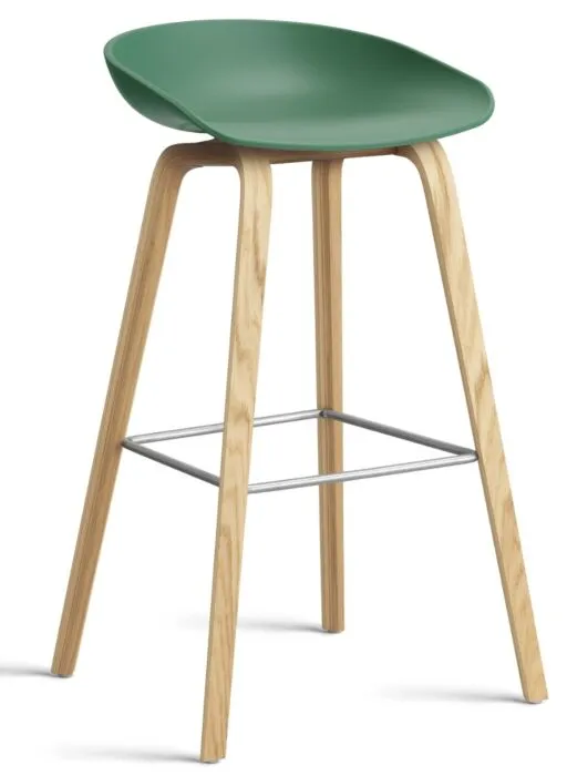 Veilige Betaling HAY About a Stool AAS32 barkruk mat gelakt onderstel-Zithoogte 75 cm-Teal Green