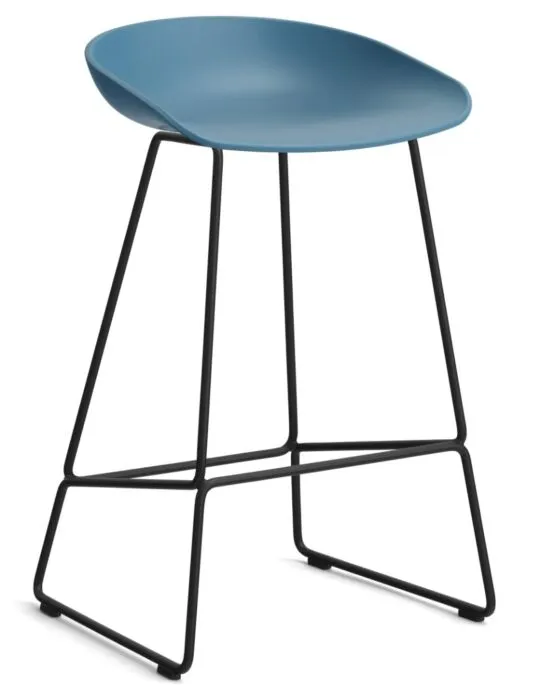 HAY About a Stool AAS38 barkruk zwart onderstel-Zithoogte 65 cm-Azure blue Tijdelijk Beschikbaar