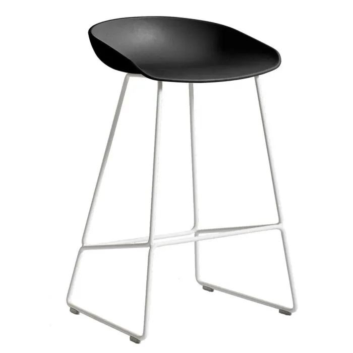 Merkproduct HAY About a Stool AAS38 barkruk wit onderstel-Zithoogte 65 cm-Zwart