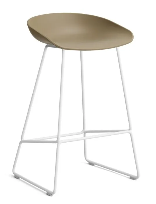 Gecertificeerd HAY About a Stool AAS38 barkruk wit onderstel-Zithoogte 65 cm-Clay
