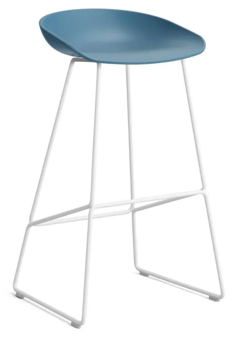 Gecertificeerd HAY About a Stool AAS38 barkruk wit onderstel-Zithoogte 75 cm-Azure blue