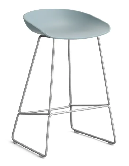 Flitsaanbieding HAY About a Stool AAS38 barkruk RVS onderstel-Zithoogte 65 cm- Dusty Blue