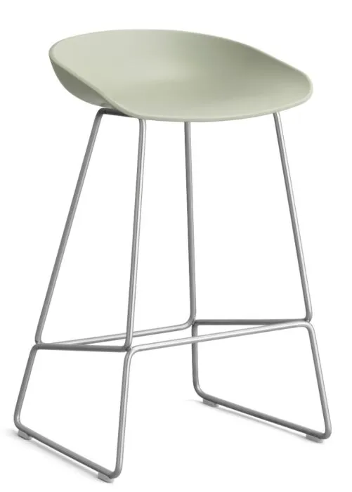 Express Levering HAY About a Stool AAS38 barkruk RVS onderstel-Zithoogte 65 cm-Pastel Green