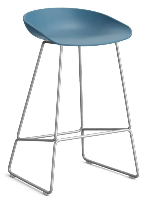 HAY About a Stool AAS38 barkruk RVS onderstel-Zithoogte 65 cm-Azure blue Beperkt Aanbod