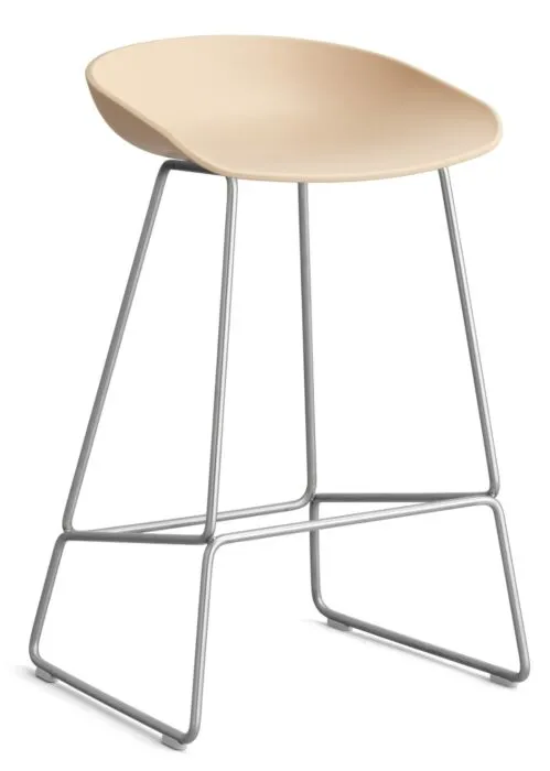 Aanbieding HAY About a Stool AAS38 barkruk RVS onderstel-Zithoogte 65 cm-Pale Peach