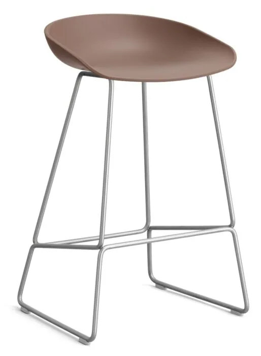 Populair HAY About a Stool AAS38 barkruk RVS onderstel-Zithoogte 65 cm-Soft Brick