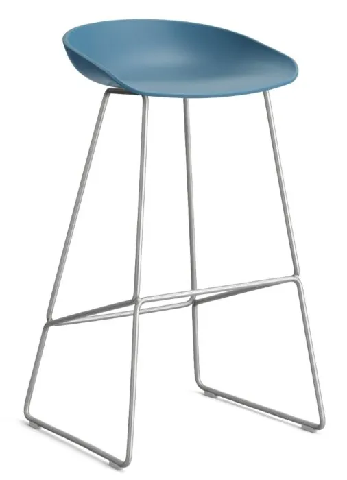 Express Levering HAY About a Stool AAS38 barkruk RVS onderstel-Zithoogte 75 cm-Azure blue