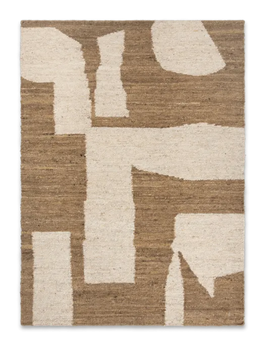 Gereduceerde Prijs Ferm Living Piece vloerkleed-140x200 cm-Off-white/Toffee