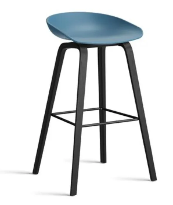 HAY About a Stool AAS32 barkruk zwart onderstel-Zithoogte 75 cm-Azure blue Bestseller
