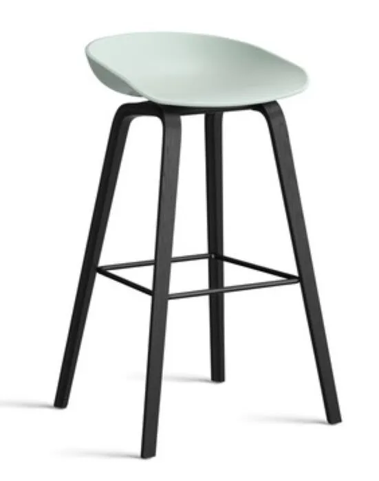 Dagaanbieding HAY About a Stool AAS32 barkruk zwart onderstel-Zithoogte 75 cm-Dusty Mint