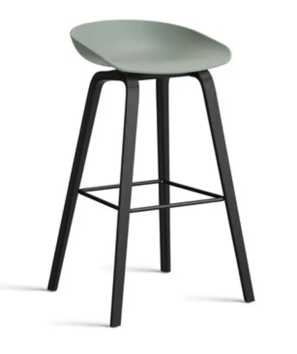 Merkproduct HAY About a Stool AAS32 barkruk zwart onderstel-Zithoogte 75 cm-Fall Green