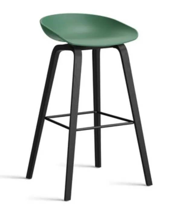 Beperkte Voorraad HAY About a Stool AAS32 barkruk zwart onderstel-Zithoogte 75 cm-Teal Green