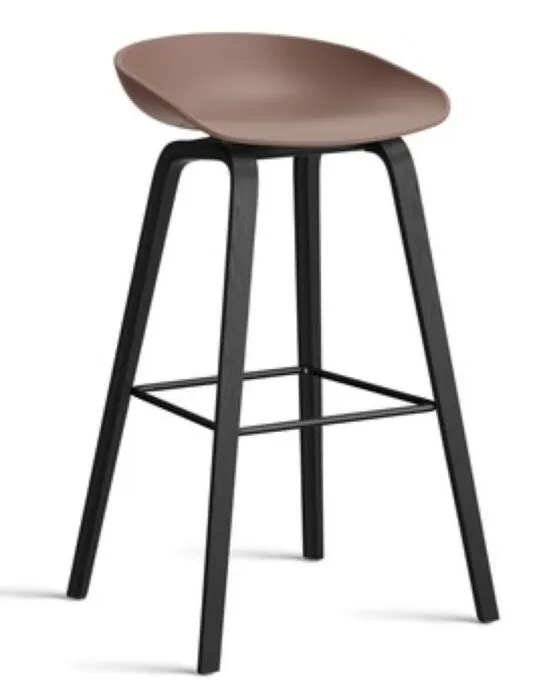 Uitverkoop HAY About a Stool AAS32 barkruk zwart onderstel-Zithoogte 75 cm-Soft Brick