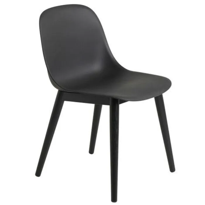 Veilige Betaling muuto Fiber Side Wood stoel-Zwart - OUTLET