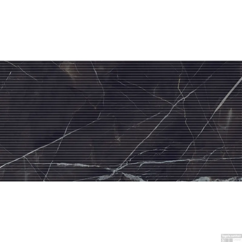 Vloertegel Elegance Alfalux Cannettato -Ribbel 60x120 cm 12 mm Mat Black (Doosinhoud 1,44 M2) Shop Nu