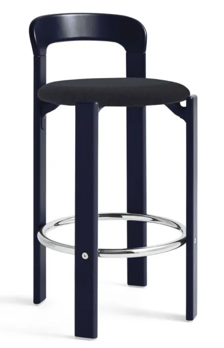 HAY Rey gestoffeerde barkruk-Deep Blue - Steelcut 190-Zithoogte 65 cm Weekendaanbieding