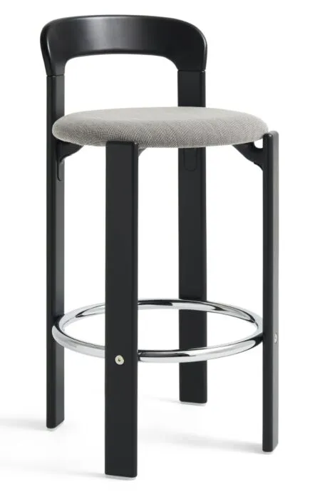 Betrouwbaar HAY Rey gestoffeerde barkruk-Deep Black - Steelcut Trio 124-Zithoogte 75 cm