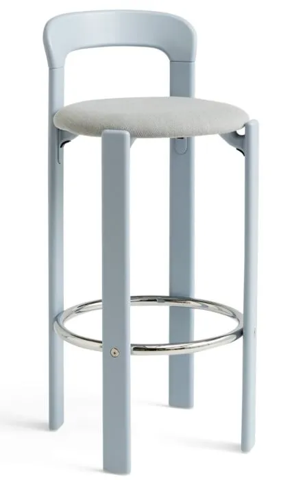Uitverkoop HAY Rey gestoffeerde barkruk-Slate Blue - Steelcut Trio 113-Zithoogte 75 cm