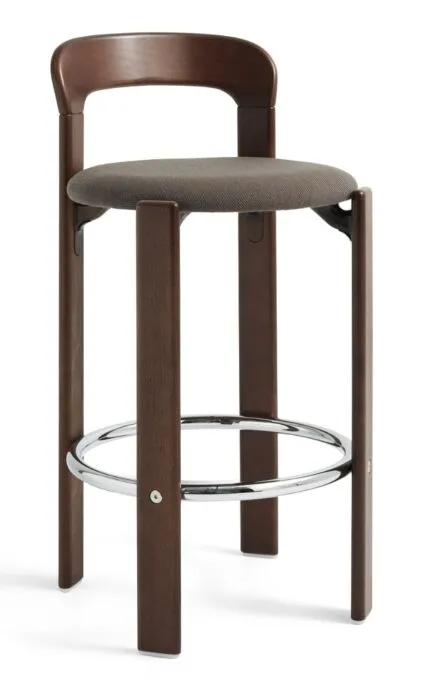 HAY Rey gestoffeerde barkruk-Umber Brown - Steelcut Trio 376-Zithoogte 75 cm Beperkt Aanbod