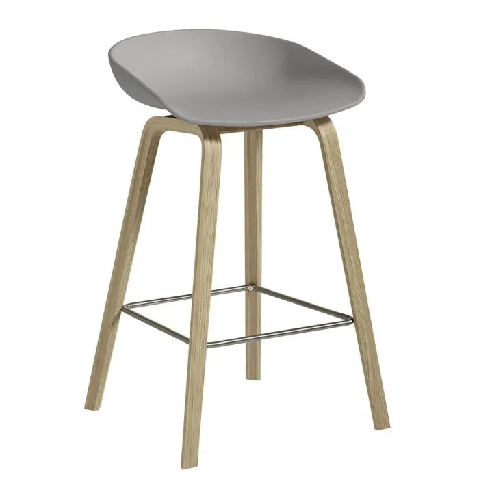 HAY About a Stool AAS32 barkruk mat gelakt onderstel-Zithoogte 75 cm- Concrete Grey OUTLET Direct Verzonden