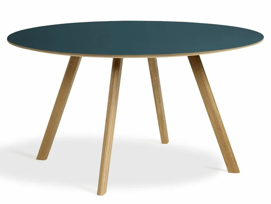 Hay Copenhague CPH25 water-based gelakt eiken onderstel tafel-Smokey blue Lino-∅ 140 cm Meest Verkocht