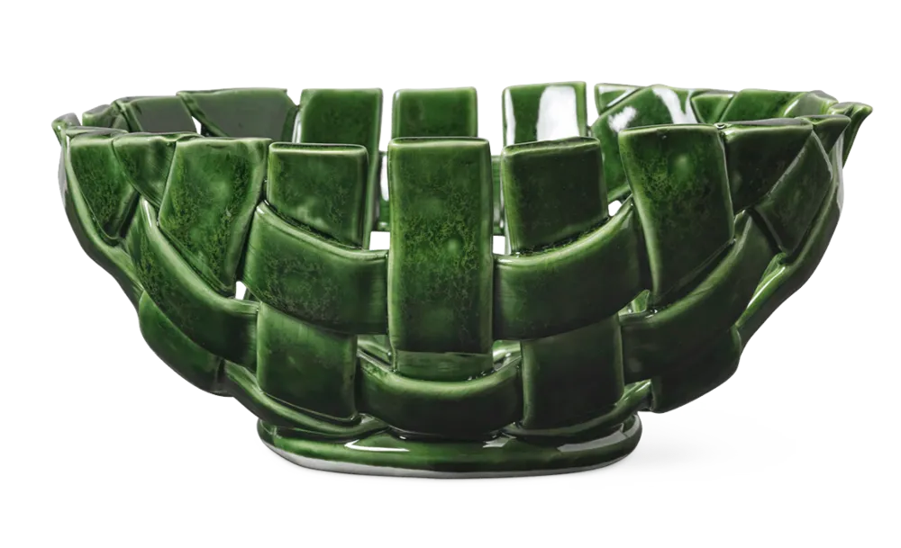 Dagaanbieding Ferm Living Plait schaal-Emerald Green-∅ 24 cm