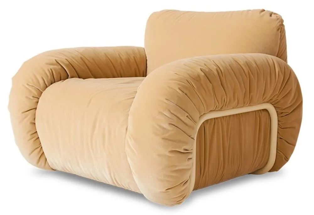 Direct Verzonden HKliving Arc loungestoel - zand frame-Royal Velvet, Cream