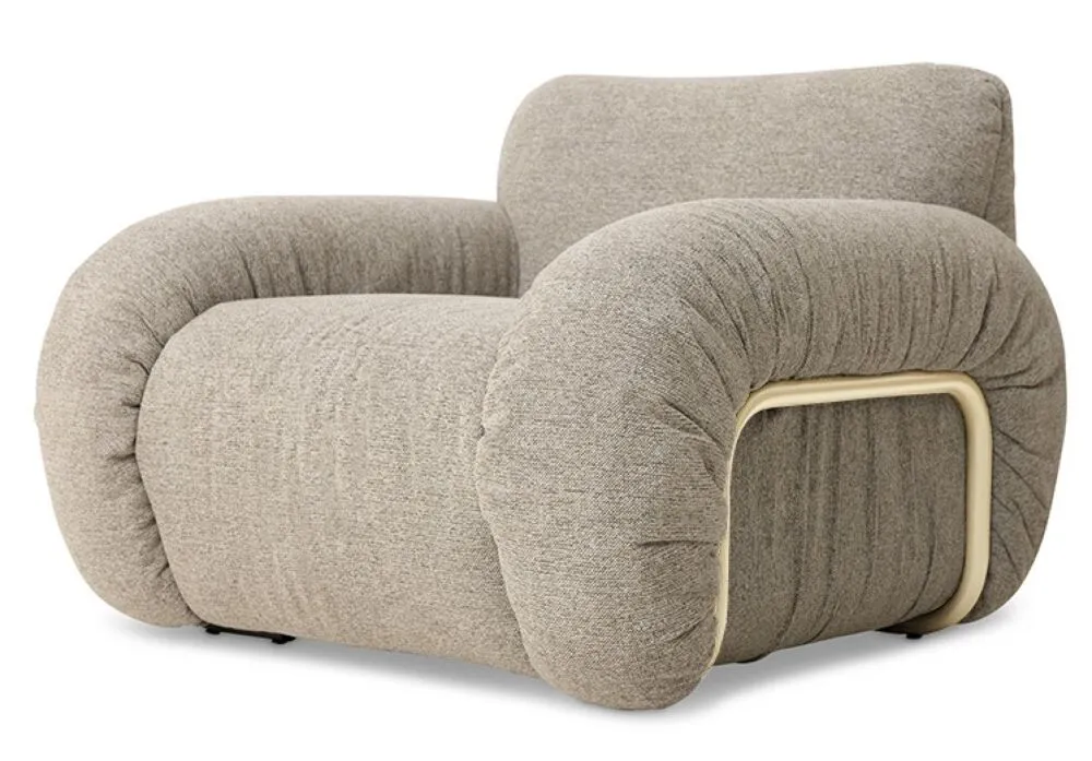 Actieprijs HKliving Arc loungestoel - zand frame-Sneak, Beige