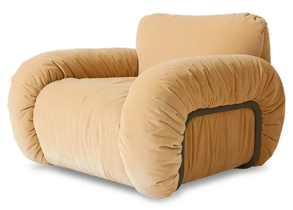 Laatste Versie HKliving Arc loungestoel - ash frame-Royal Velvet, Cream