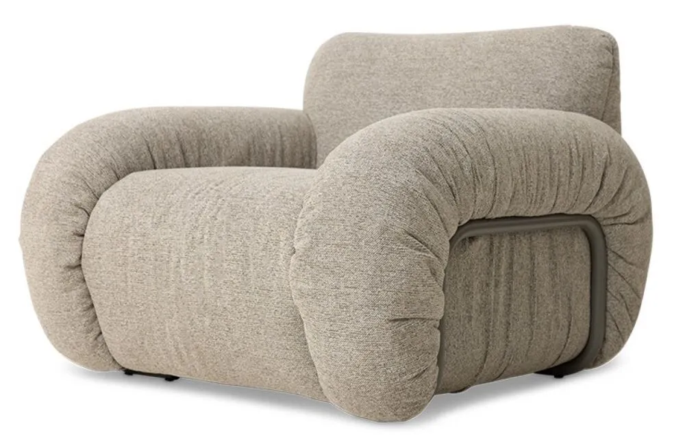 Lage Prijs HKliving Arc loungestoel - ash frame-Sneak, Beige