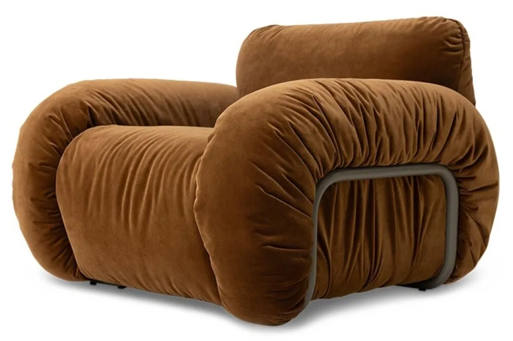 HKliving Arc loungestoel - ash frame-Royal Velvet, Caramel Voordeelprijs