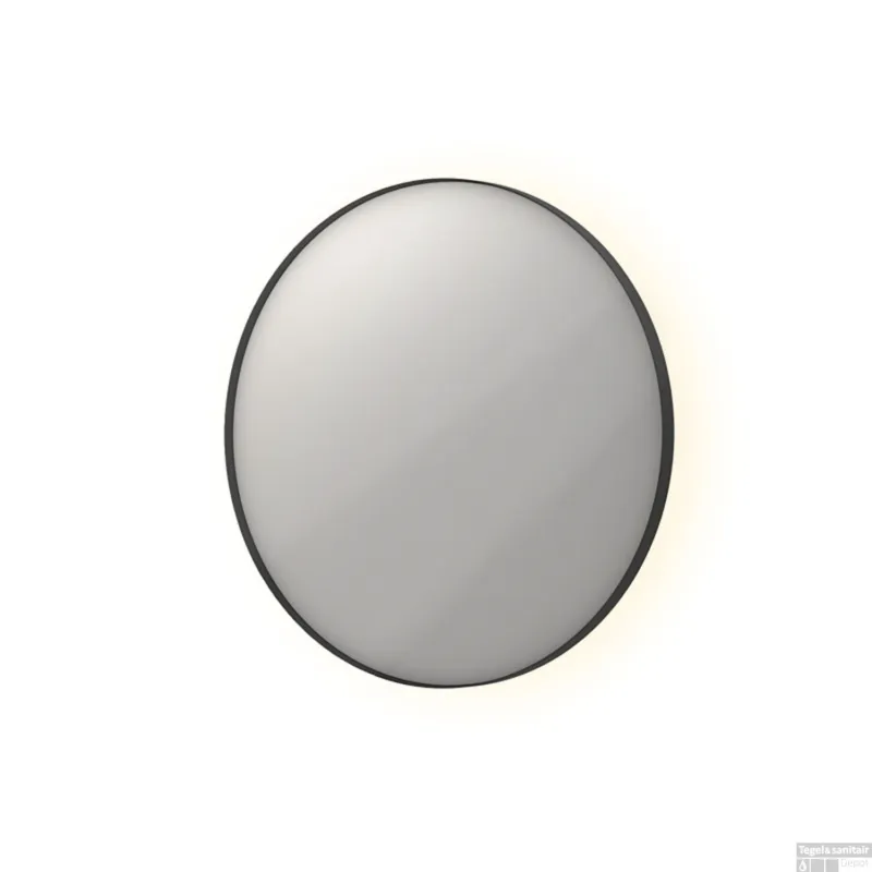 Gratis Retour Spiegel INK SP17 Rond Colour Changing LED Rondom 60 x 4 x 60 cm Dimbaar In Aluminium Kader Mat Zwart