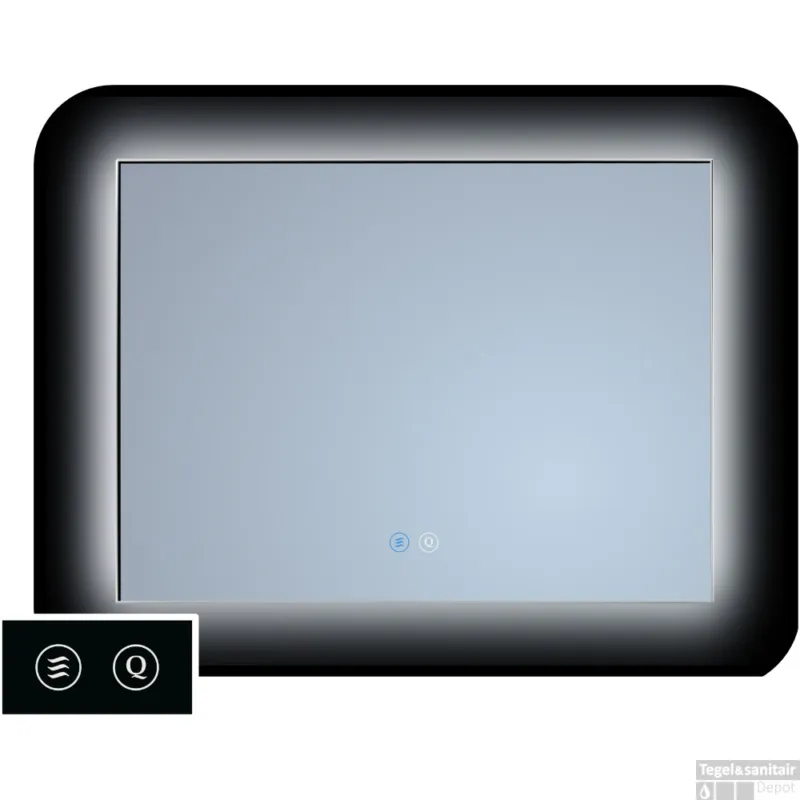 Premium Spiegel Sanicare TuTTi 75 cm met LED Ambiance Rondom en Spiegelverwarming met Lijst Chroom