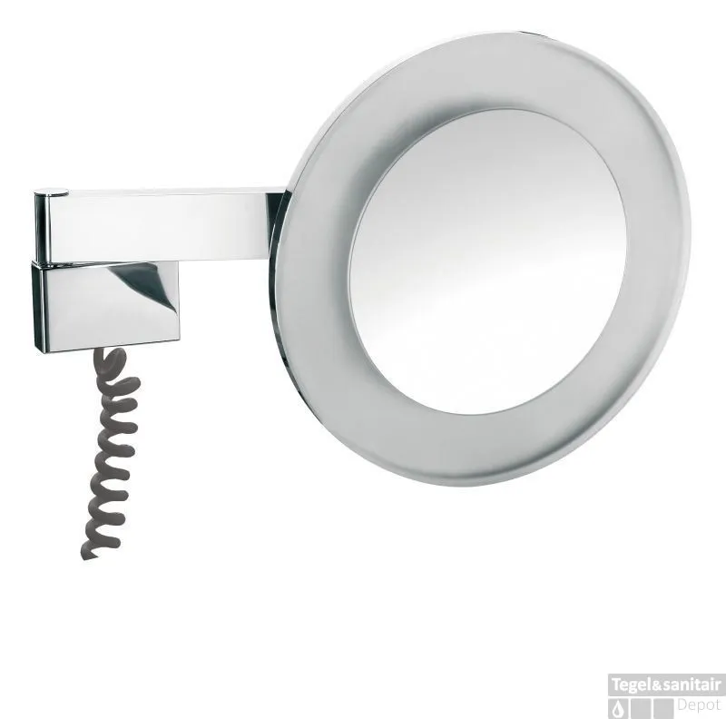 Snelle Levering Emco Asis Scheerspiegel Rond Met Led Verlichting En Snoer Chroom