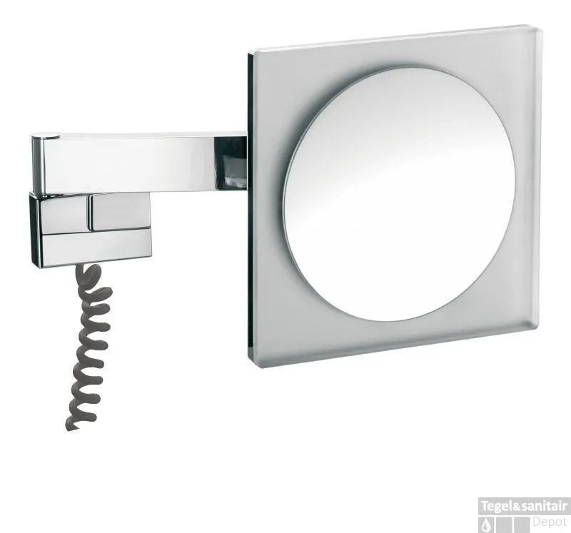 Emco Asis Scheerspiegel Vierkant 22 Cm.led Verlichting X3 Chroom Snelle Levering
