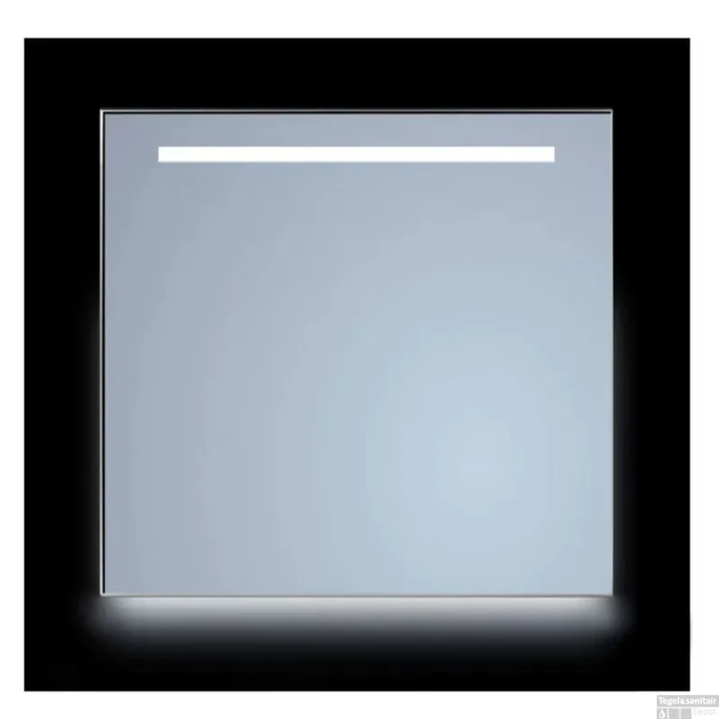 Spiegel Sanicare Q-Mirrors 80x70 cm Rechthoek Met Aan De Bovenkant & Onderzijde LED Warm White, Omlijsting Chroom incl. ophangmateriaal Met Afstandsbediening Veilige Betaling
