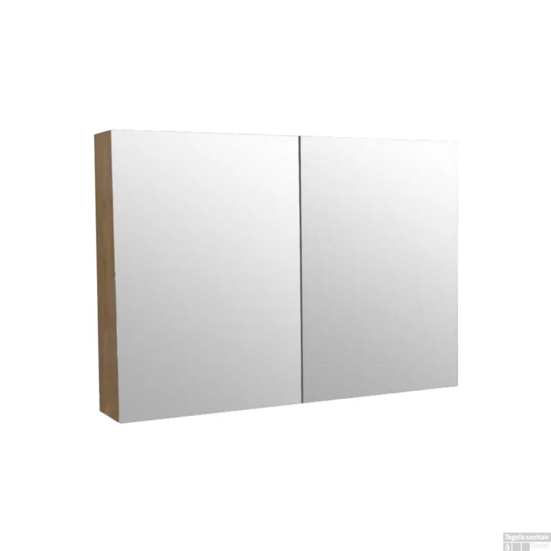Fabrieksprijs Spiegelkast Sanilux Wood 80x70x16cm Massief eiken Softclose 3 Legplanken