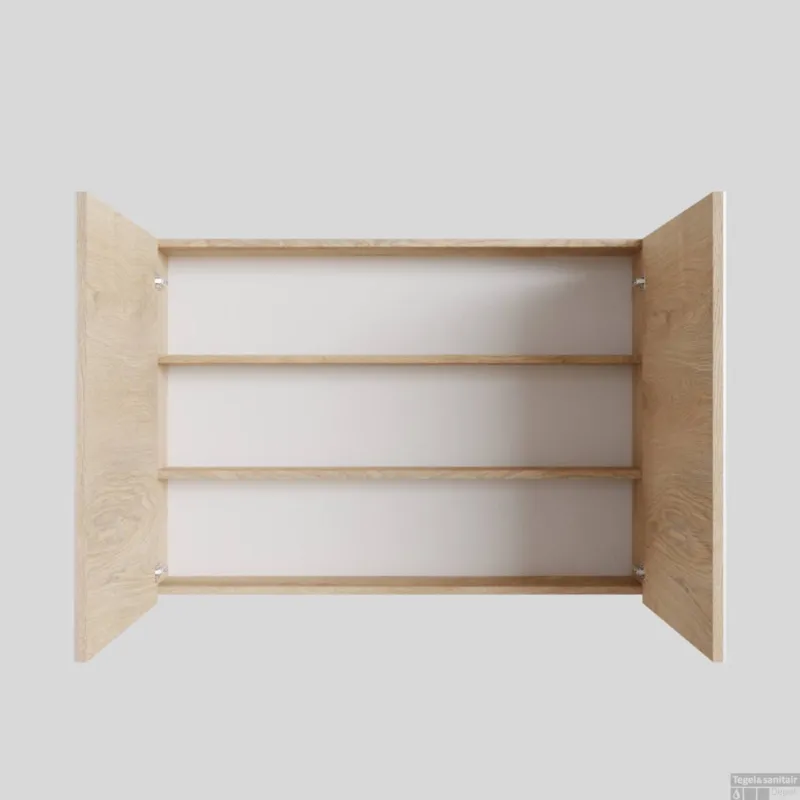 Spiegelkast BWS Cube 100x70x16 cm 2 Deuren Washed Oak Koop Online