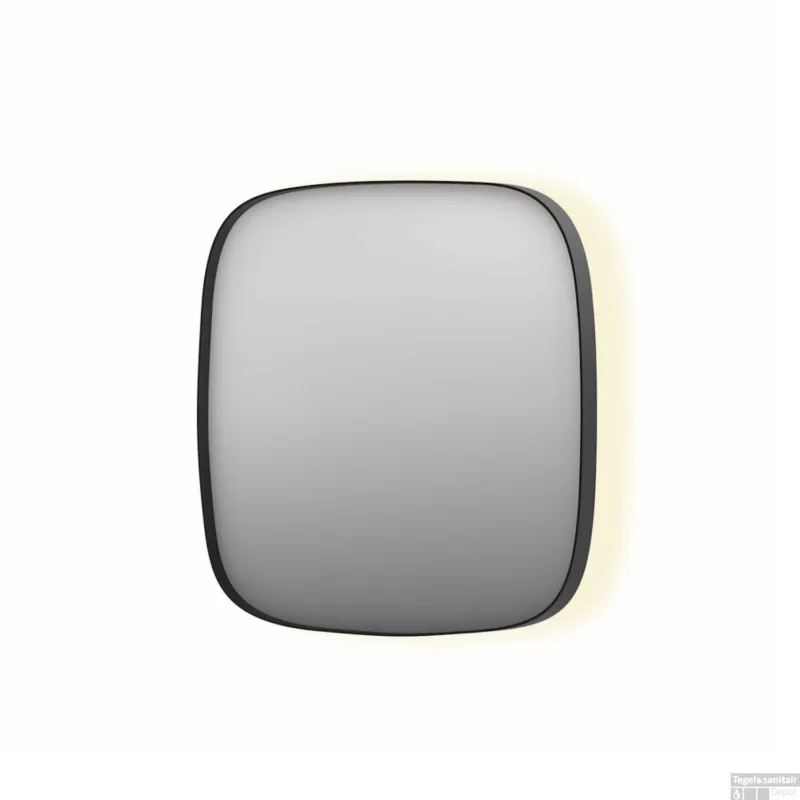Fabrieksprijs Spiegel INK SP30 60x4x60 cm incl. Indirect LED-Verlichting Rondom en Spiegelverwarming Geborsteld Metal Black
