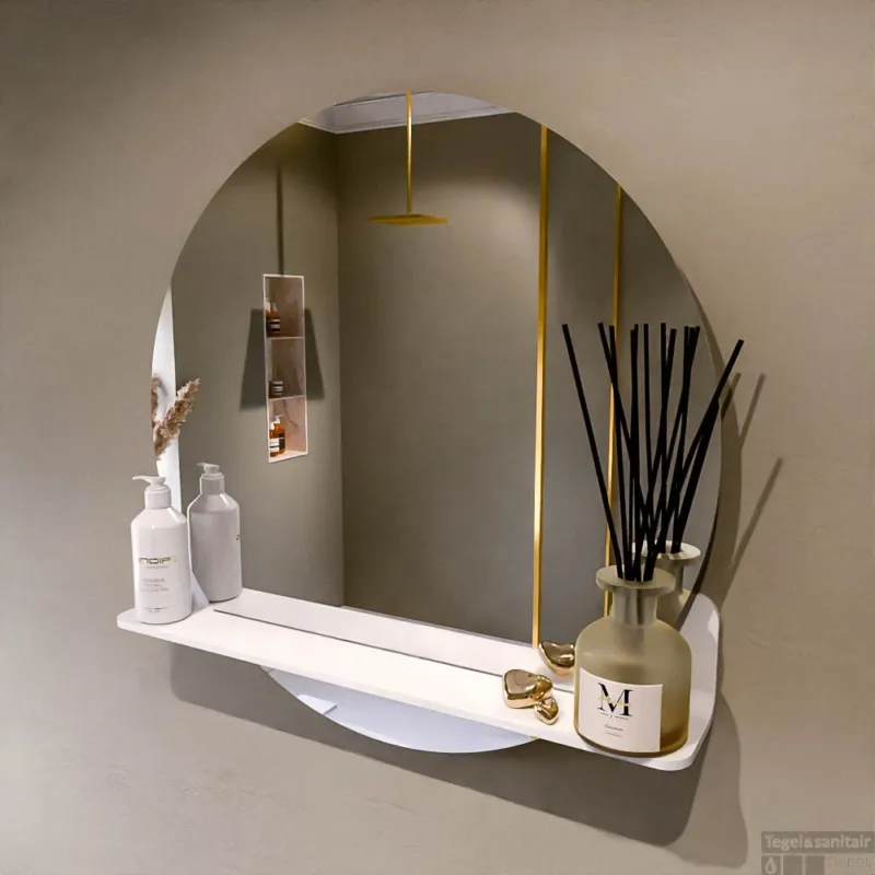 Betrouwbaar MONDIAZ SPOT spiegel rond 70cm met Spiegelplanchet kleur Talc.