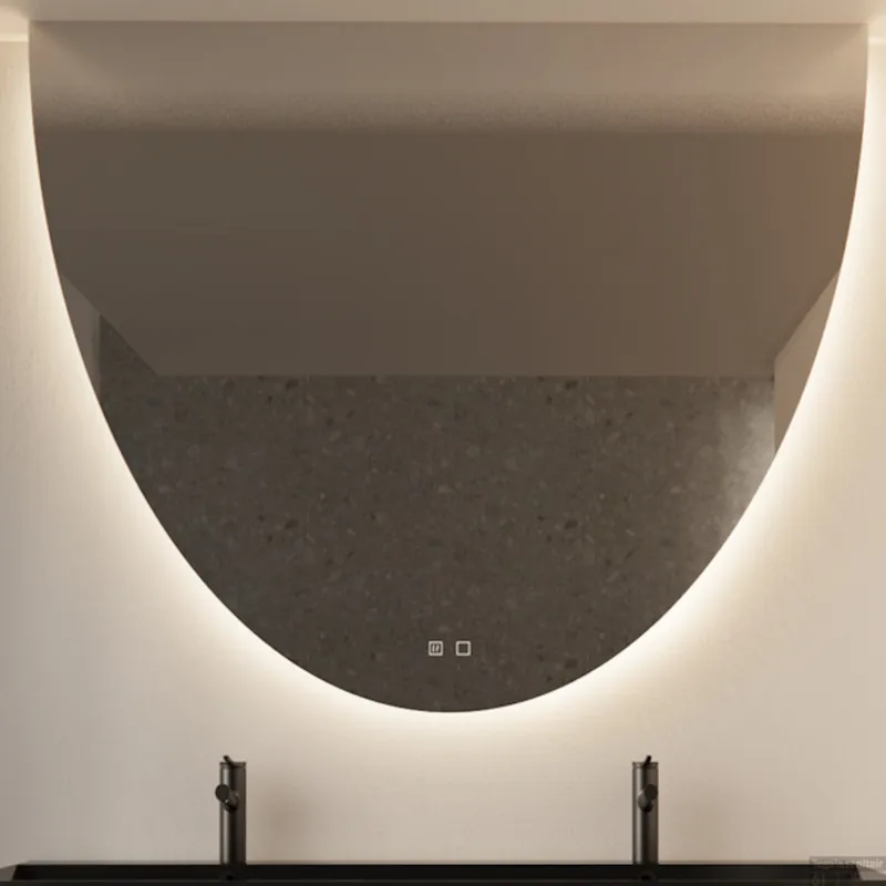 Spiegel Gliss Design Eos 100x120cm Met Ronding Naar Beneden En Spiegelverwarming Speciale Aanbieding
