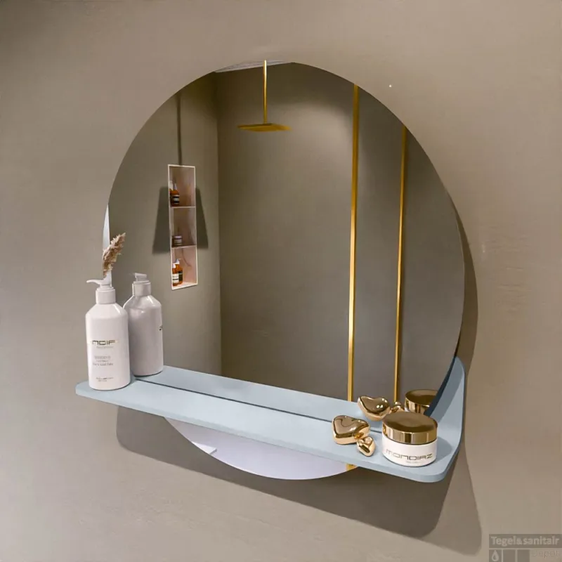 Alleen Vandaag MONDIAZ SPOT spiegel rond 60cm met Spiegelplanchet kleur Clay.