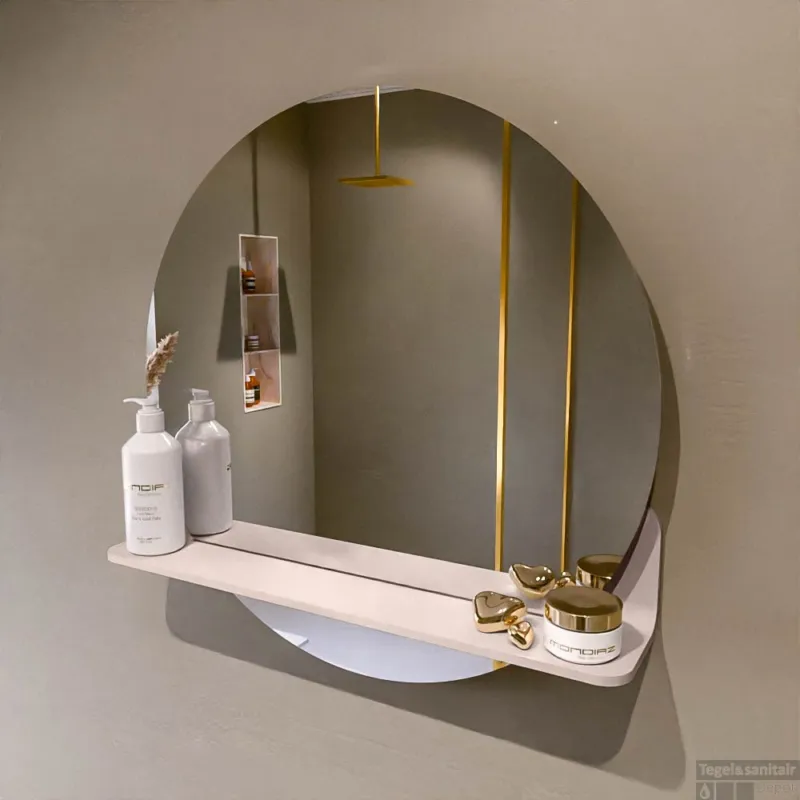 Shop Nu MONDIAZ SPOT spiegel rond 60cm met Spiegelplanchet kleur Rosee.
