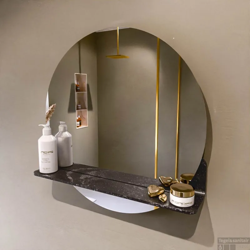 MONDIAZ SPOT spiegel rond 60cm met Spiegelplanchet kleur Lava. Beste Prijs