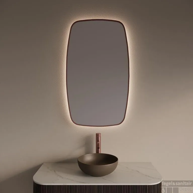 Korting Spiegel Gliss Design Epos met Indirecte LED Verlichting en Verwarming 60x100cm Koper Rose
