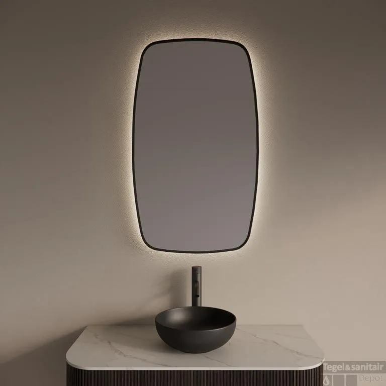 Must-Have Spiegel Gliss Design Epos met Indirecte LED Verlichting en Verwarming 60x100cm Mat Zwart