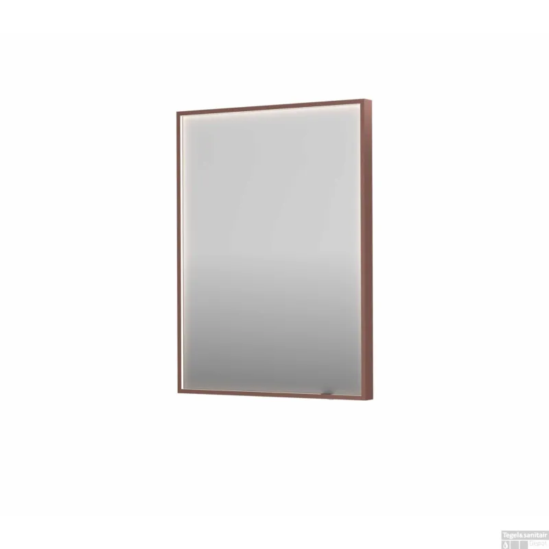 Spiegel INK SP19 60x4x80 cm incl. direct LED-Verlichting Rondom en Spiegelverwarming Geborsteld Koper Op = Op