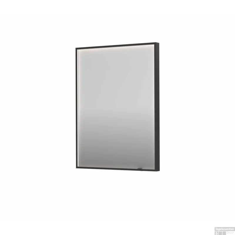 Koop Vandaag Spiegel INK SP19 60x4x80 cm incl. direct LED-Verlichting Rondom en Spiegelverwarming Geborsteld Metal Black