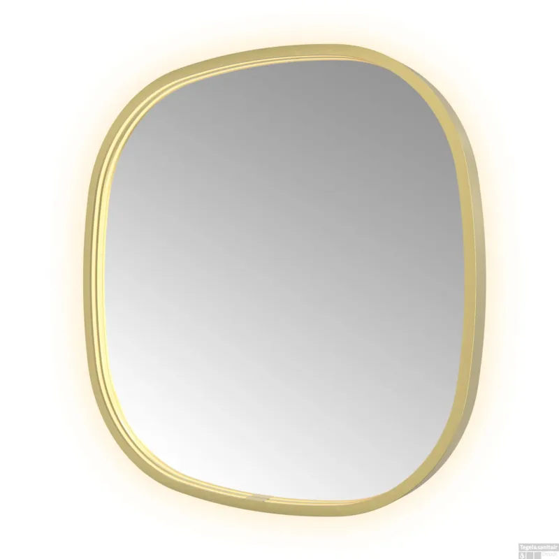 Spiegel Hotbath &MORE 60x60 cm LED-Verlichting Spiegelverwarming Deens Ovaal Geborsteld Messing PVD Must-Have