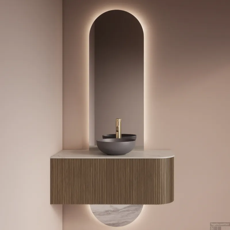 Beperkt Aanbod Spiegel Gliss Design Selene Tweedelig met Indirecte LED Verlichting en Verwarming 50x120 + 50x25 cm